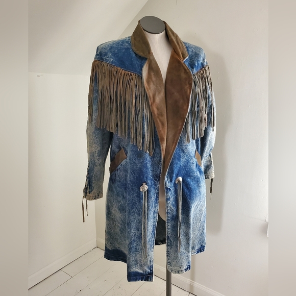 Vintage Jackets & Blazers - 70s 80s Vintage Denim & Suede Western Jacket